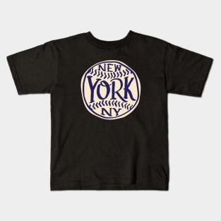 NYC New York Hand Drawn Typography Baseball Kids T-Shirt
